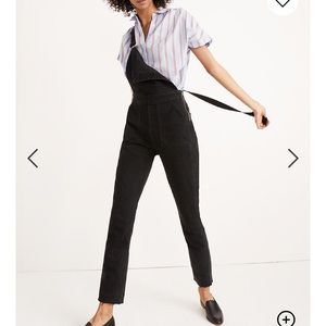 madewell black skinny overalls